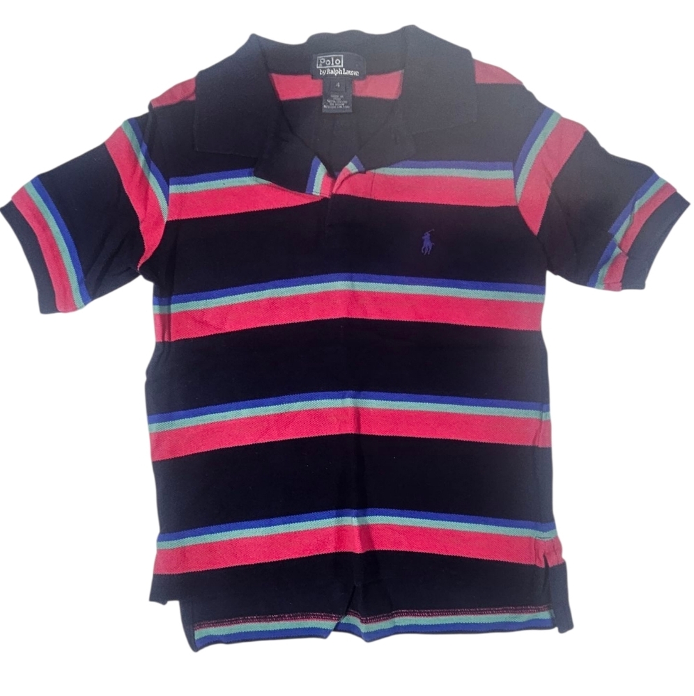 Ralph Lauren Kids Polo Shirt - Black, Red, Blue Stripes